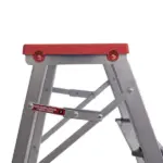 Banqueta Escada Alumínio 3 Degraus 0,65m 120kg Prata e Vermelho Reisam - Imagem 4
