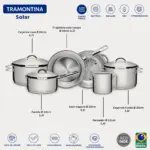 Jogo de Panelas Tramontina Solar em Aço Inox com Fundo Triplo e Tampas de Inox 6 Peças - Imagem 3