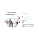 Jogo de Panelas Tramontina Allegra em Aço Inox com Fundo Triplo e Tampas de Inox 3 Peças - Imagem 4