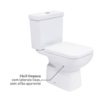 Kit Vaso Sanitário com Caixa Acoplada e Assento Branco Quadrado 3 e 6 litros Lyon Plus Sensea - Imagem 3